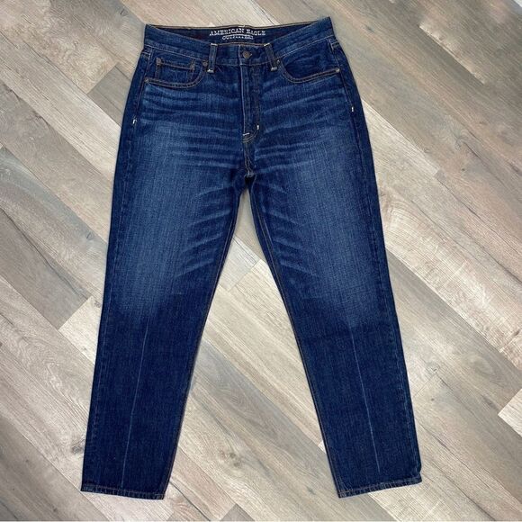 American Eagle Outfitters Vintage Hi Rise Button Fly Crop Jeans Blue 8 - Picture 4 of 13